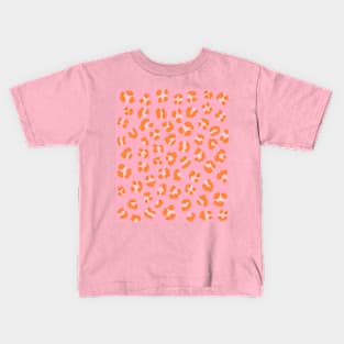 Leopard Cheetah Spots Print in Pink and Orange Kids T-Shirt